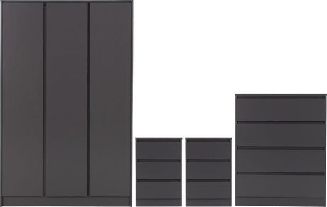 Malvern 4 Piece Bedroom Set with 3 Door Wardrobe - Seconique