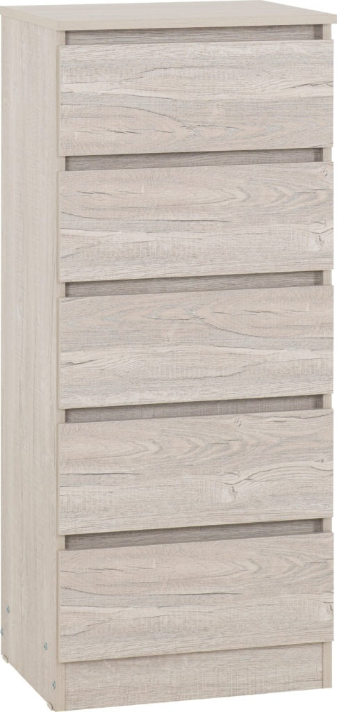 Malvern 5 Drawer Narrow Tallboy Chest - Seconique