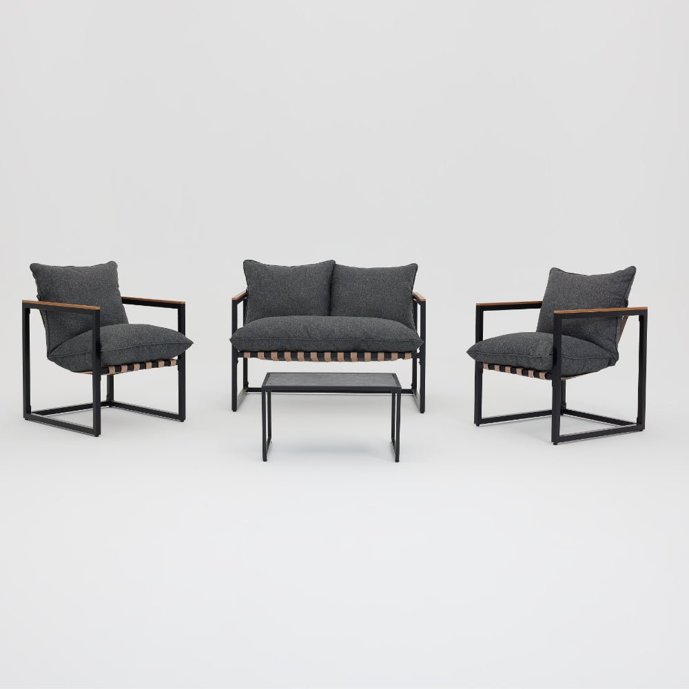 Marbella 4 Piece Black Balcony Garden Set - TGC