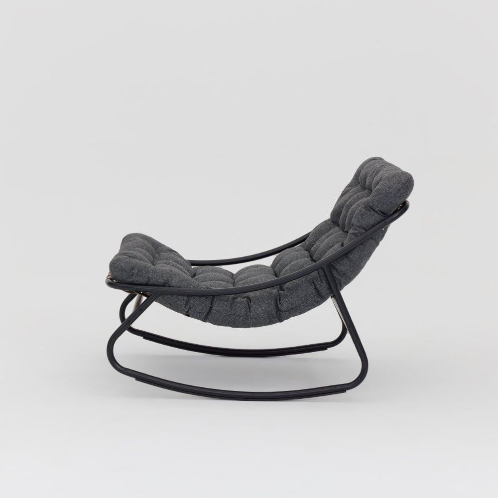 Marbella Black Rocking Garden Chair with Ivory Cushions - TGC