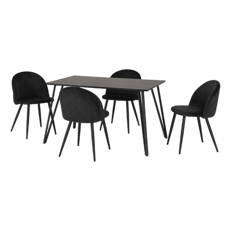 Marlow Black Marble Effect Dining Table with 4 Chairs - Seconique