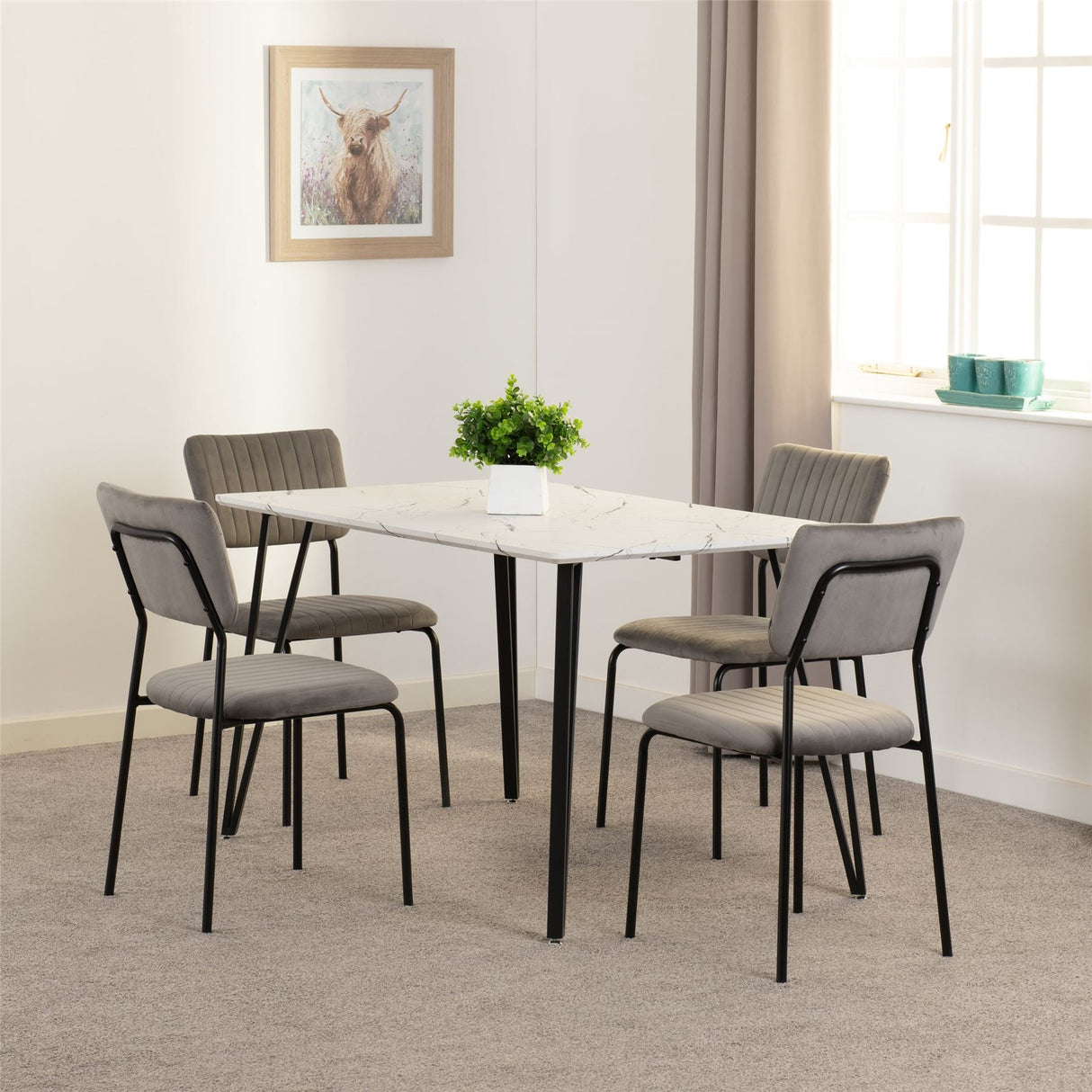Marlow Dining Set with Sheldon Chairs - Seconique