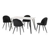 Marlow Marble Effect Dining Table with 4 Velvet Dining Chairs - Seconique