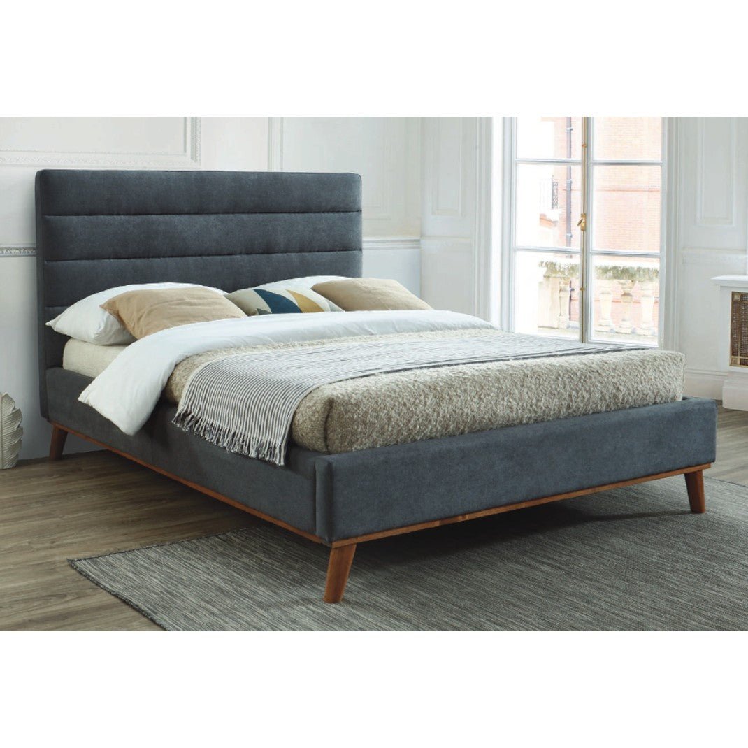 Mayfair Charcoal Grey Fabric Bed Frame - Time Living