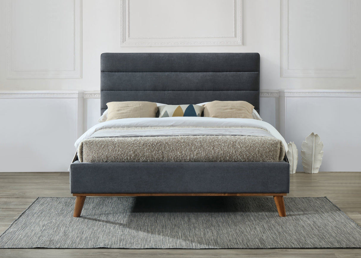 Mayfair Charcoal Grey Fabric Bed Frame - Time Living