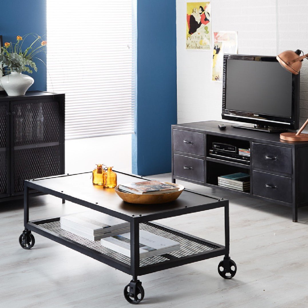 Metalica Industrial Iron Coffee Table - Indian Hub