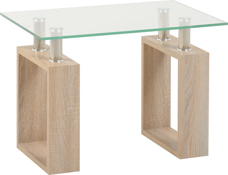 Milan Glass Top Lamp Table - Seconique