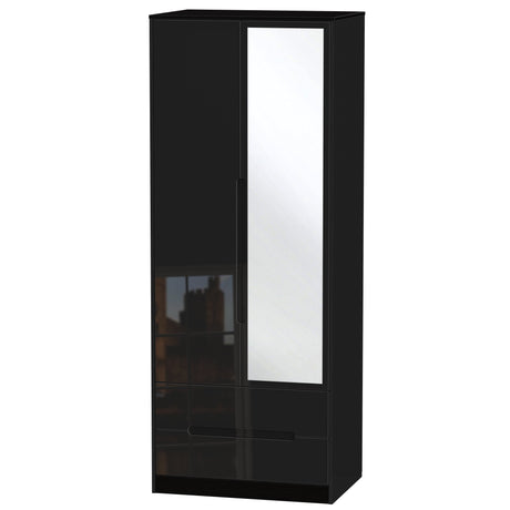 Monaco 2 Door 2 Drawer Mirrored Wardrobe - Welcome Furniture