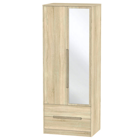 Monaco 2 Door 2 Drawer Mirrored Wardrobe - Welcome Furniture