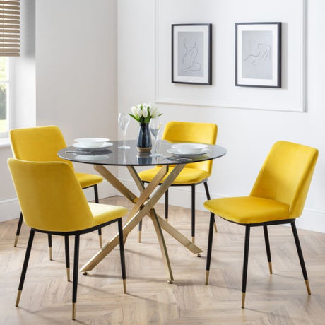 Montero Round Table with 4 Delaunay Velvet Chairs - Julian Bowen