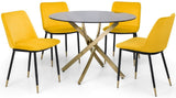 Montero Round Table with 4 Delaunay Velvet Chairs - Julian Bowen