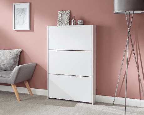 Narrow 3 Tier Flip Down Shoe Cabinet - GFW