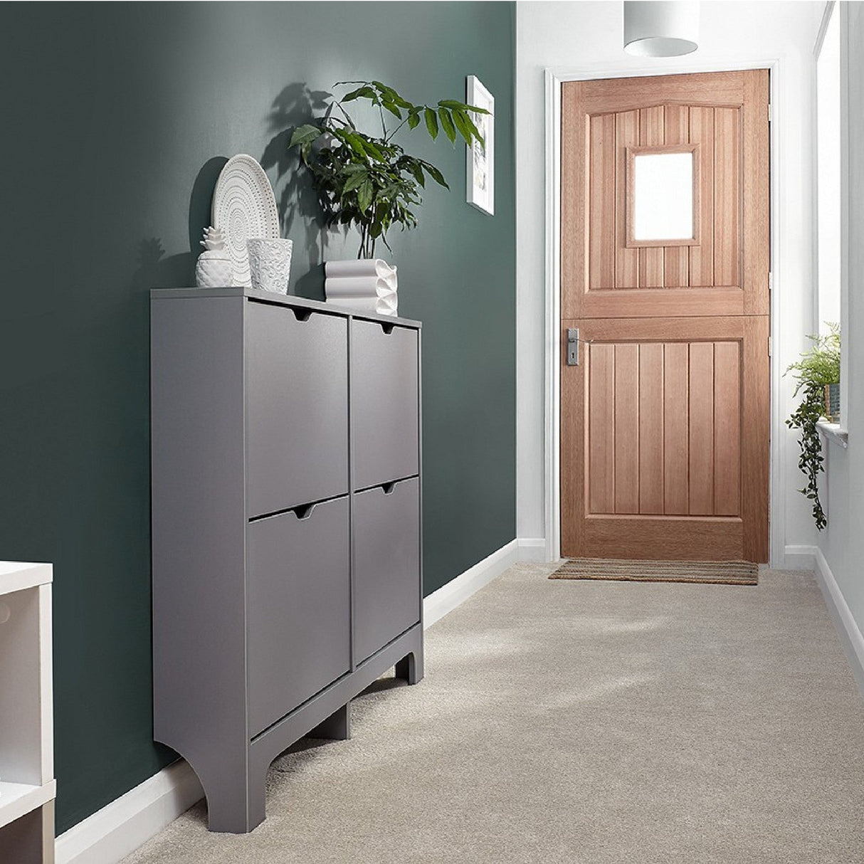Narrow 4 Drawer Flip Down Shoe Cabinet - GFW