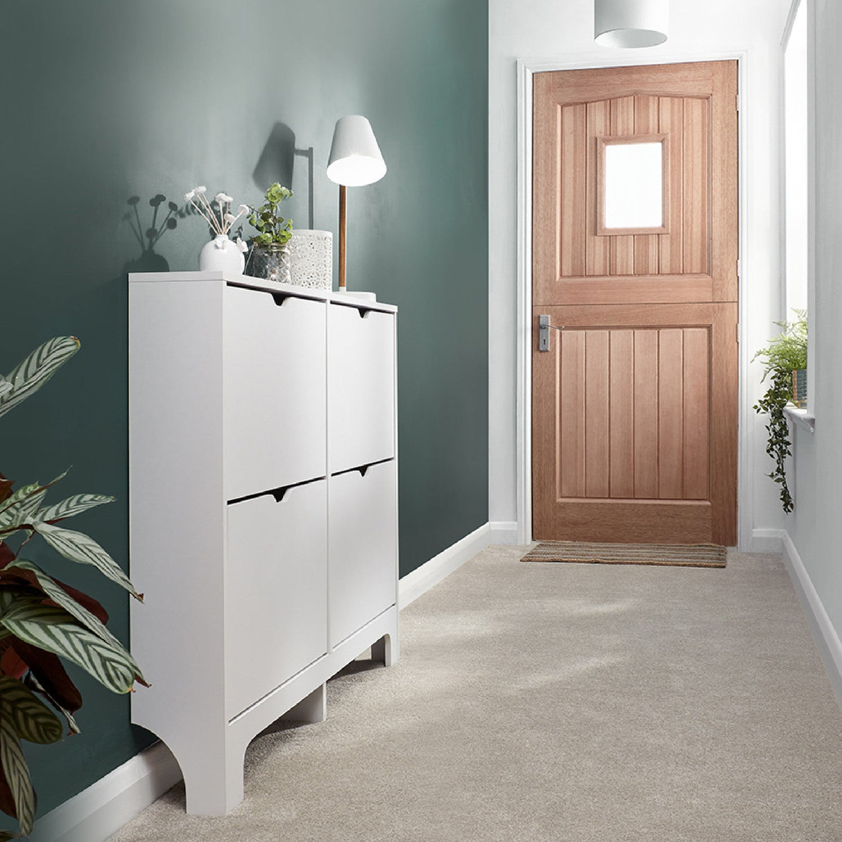 Narrow 4 Drawer Flip Down Shoe Cabinet - GFW