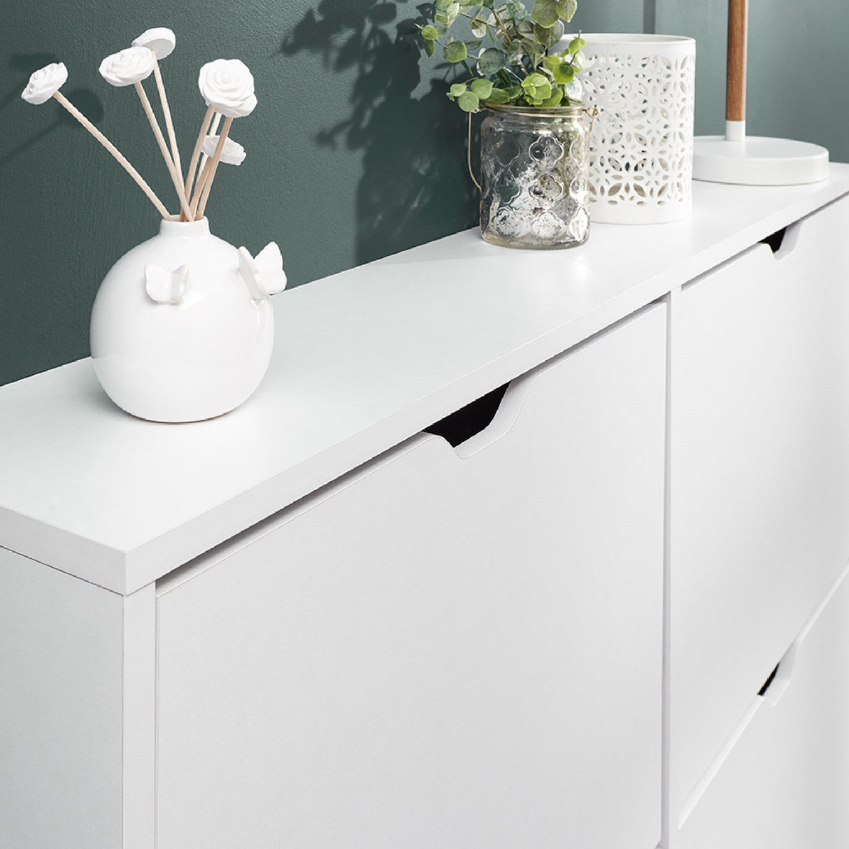 Narrow 4 Drawer Flip Down Shoe Cabinet - GFW