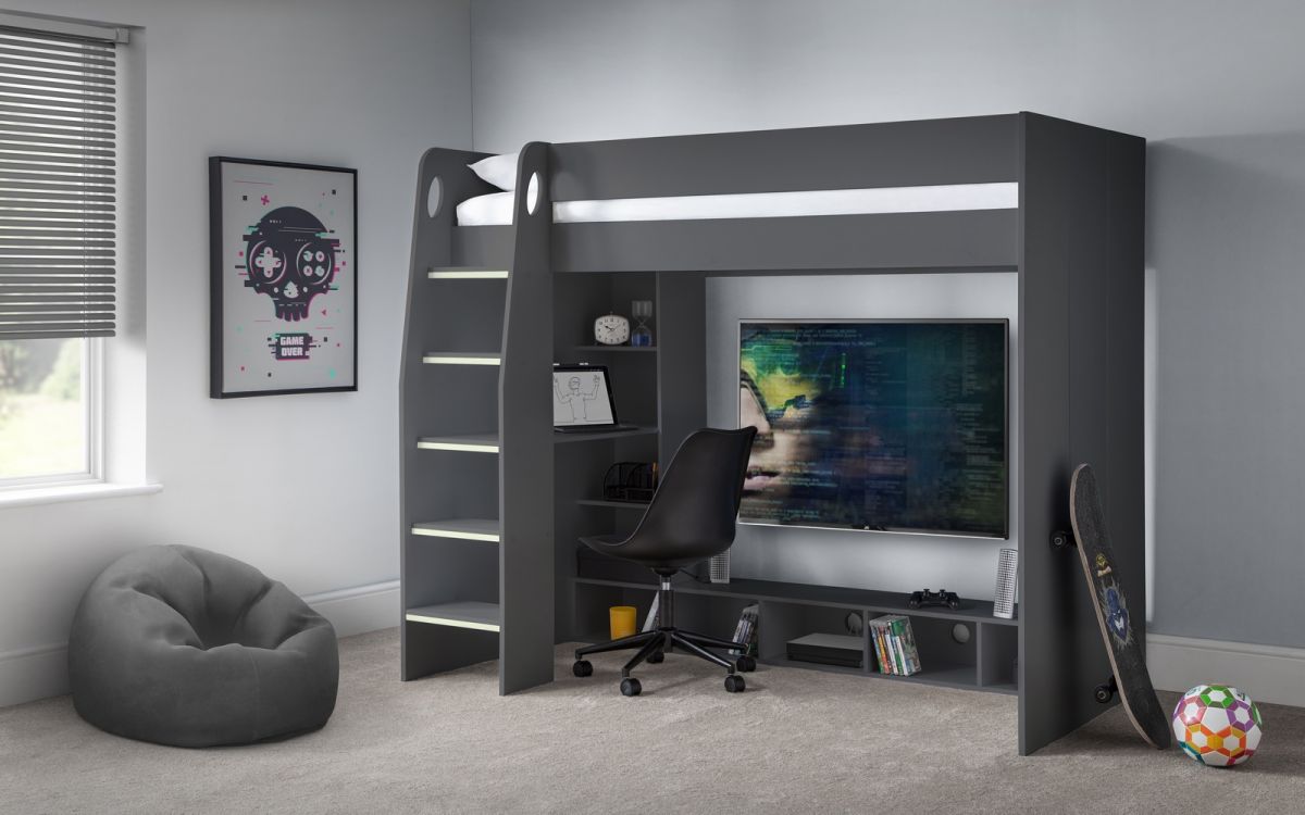 Nebula High Sleeper Gaming Bed Frame with Desk