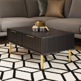 Nervata Black Coffee Table with Gold Legs - GFW