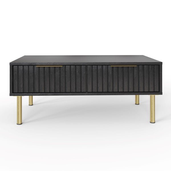 Nervata Black Coffee Table with Gold Legs - GFW