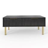 Nervata Black Coffee Table with Gold Legs - GFW