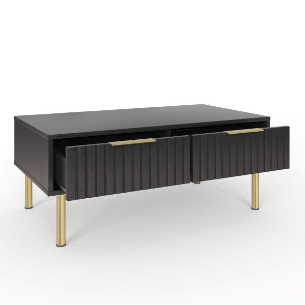 Nervata Black Coffee Table with Gold Legs - GFW