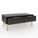 Nervata Black Coffee Table with Gold Legs - GFW