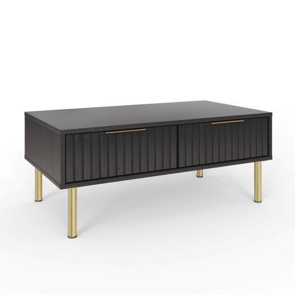 Nervata Black Coffee Table with Gold Legs - GFW