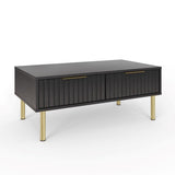 Nervata Black Coffee Table with Gold Legs - GFW