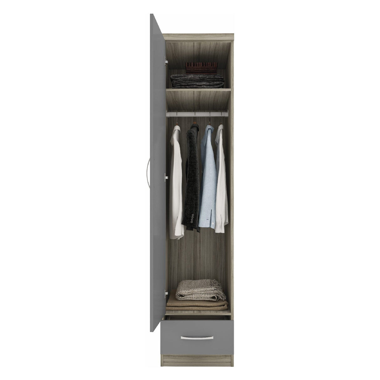 Nevada 1 Door 1 Drawer Wardrobe - Seconique