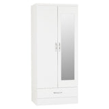 Nevada 2 Door 1 Drawer Mirrored Wardrobe - Seconique