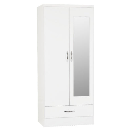 Nevada 2 Door 1 Drawer Mirrored Wardrobe - Seconique