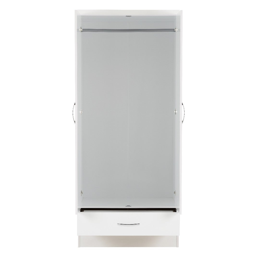 Nevada 2 Door 1 Drawer Mirrored Wardrobe - Seconique