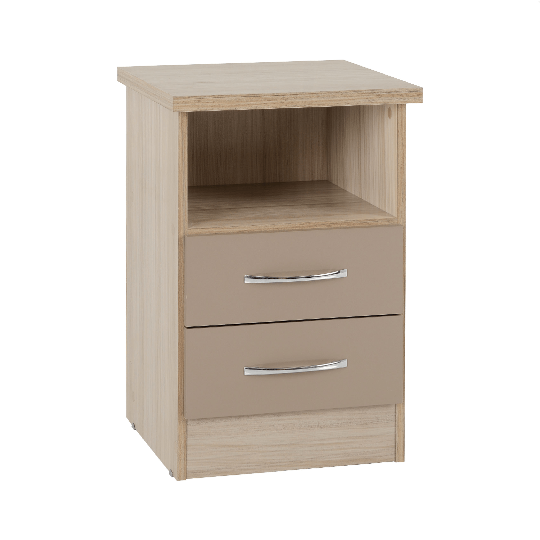 Nevada 2 Drawer Bedside Cabinet - Seconique
