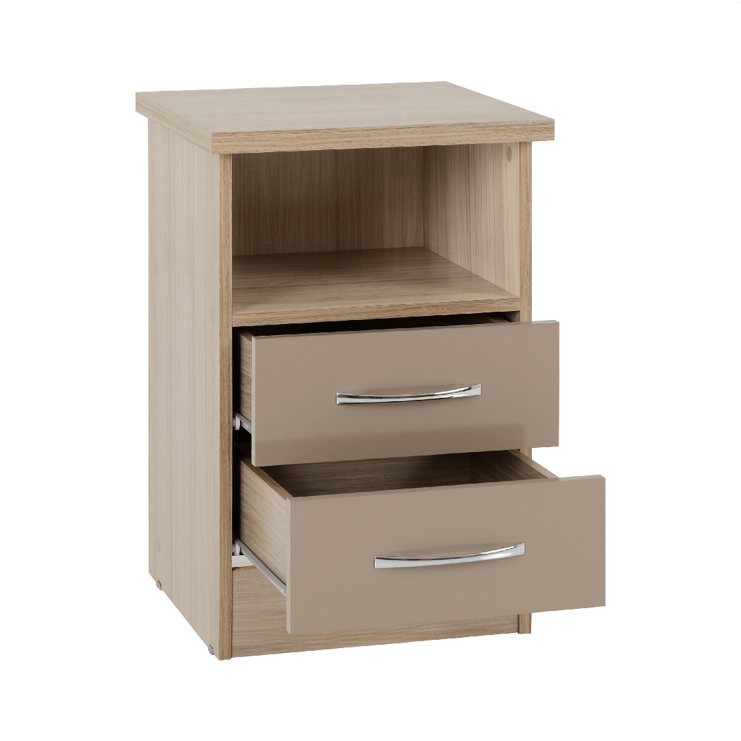 Nevada 2 Drawer Bedside Cabinet - Seconique
