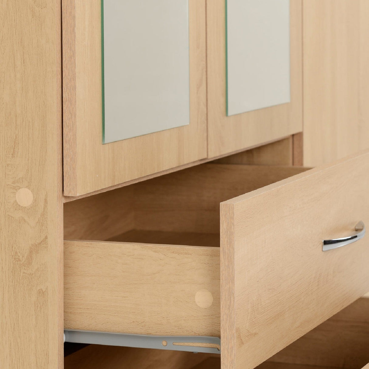 Nevada 3 Door 2 Drawer Mirrored Wardrobe - Seconique
