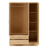 Nevada 3 Door 2 Drawer Mirrored Wardrobe - Seconique