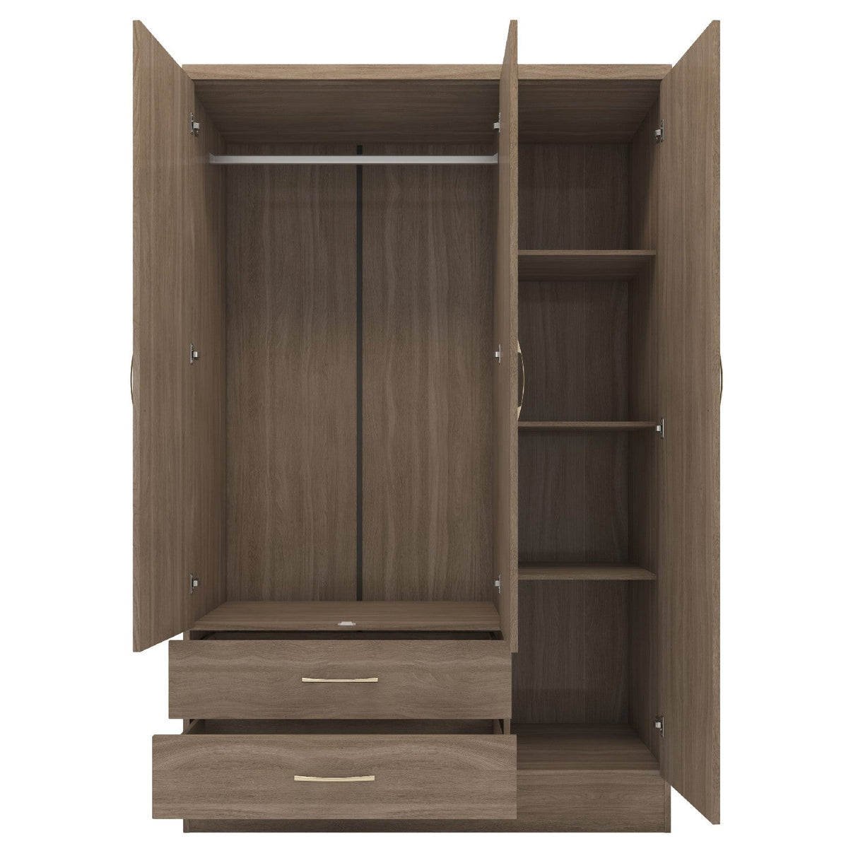 Nevada 3 Door 2 Drawer Mirrored Wardrobe - Seconique