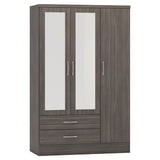 Nevada 3 Door 2 Drawer Mirrored Wardrobe - Seconique