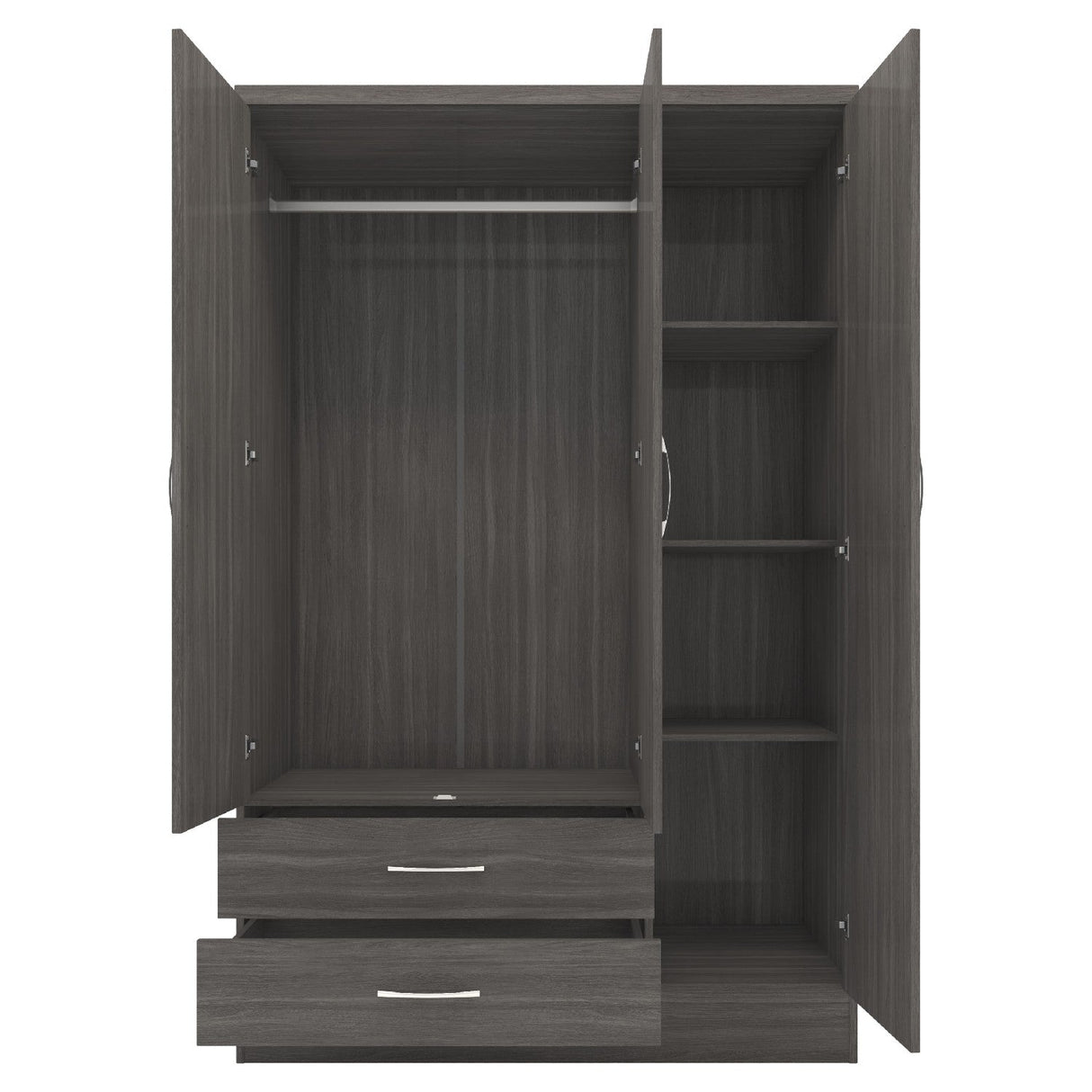 Nevada 3 Door 2 Drawer Mirrored Wardrobe - Seconique