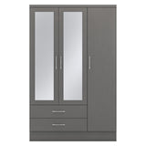 Nevada 3 Door 2 Drawer Mirrored Wardrobe - Seconique