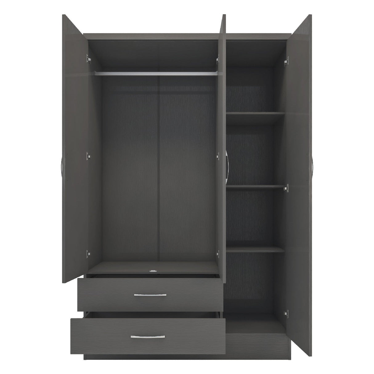 Nevada 3 Door 2 Drawer Mirrored Wardrobe - Seconique