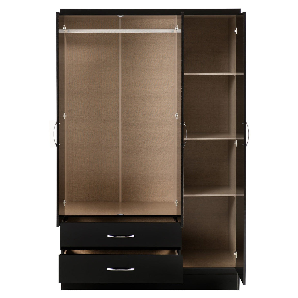 Nevada 3 Door 2 Drawer Mirrored Wardrobe - Seconique