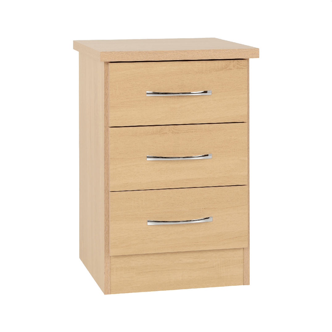 Nevada 3 Drawer Bedside Cabinet - Seconique