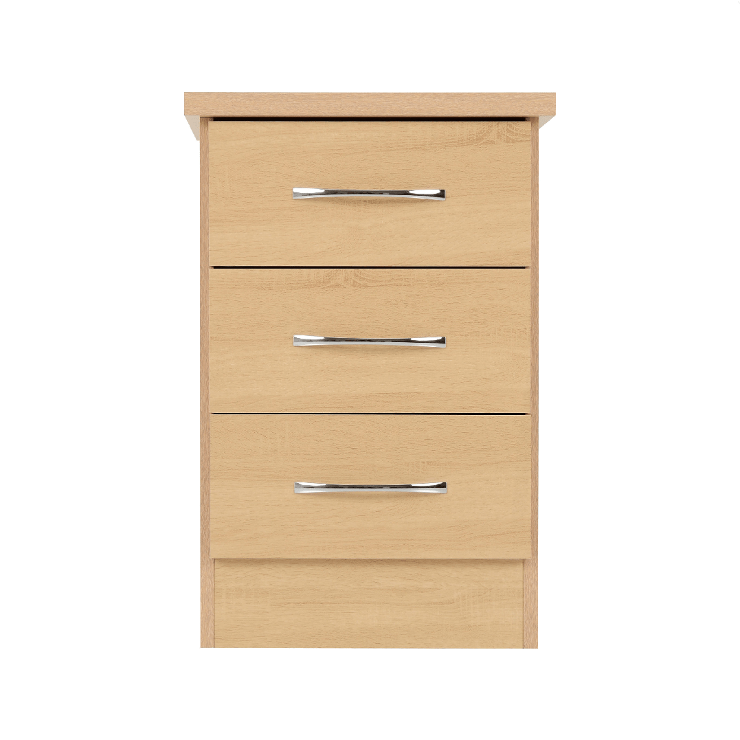 Nevada 3 Drawer Bedside Cabinet - Seconique