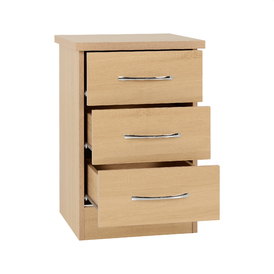 Nevada 3 Drawer Bedside Cabinet - Seconique