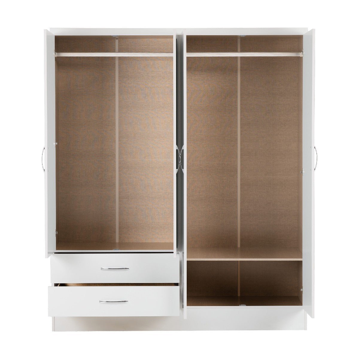 Nevada 4 Door 2 Drawer Mirrored Wardrobe - Seconique