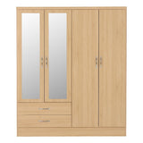 Nevada 4 Door 2 Drawer Mirrored Wardrobe - Seconique