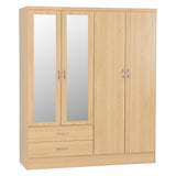 Nevada 4 Door 2 Drawer Mirrored Wardrobe - Seconique