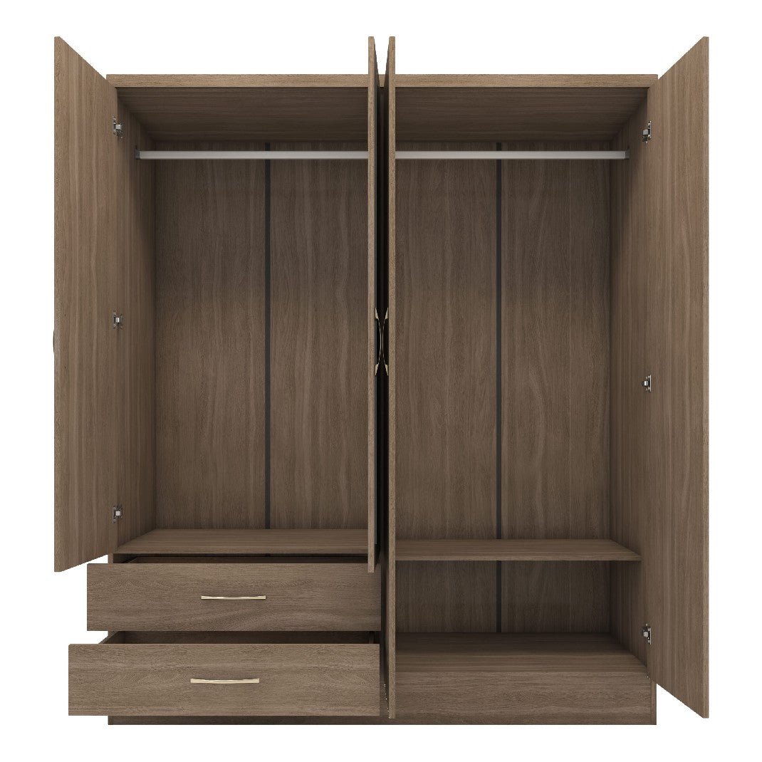 Nevada 4 Door 2 Drawer Mirrored Wardrobe - Seconique