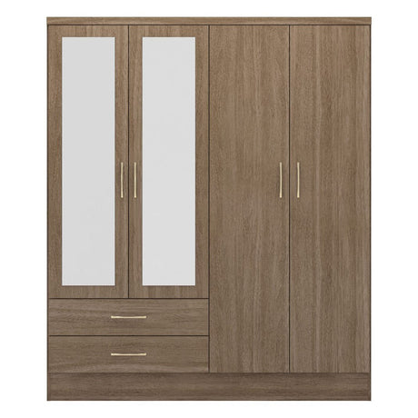 Nevada 4 Door 2 Drawer Mirrored Wardrobe - Seconique