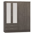 Nevada 4 Door 2 Drawer Mirrored Wardrobe - Seconique